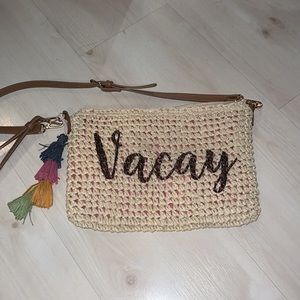 INC International Concepts Beige 'Vacay' Crochet Crossbody with Tassels
